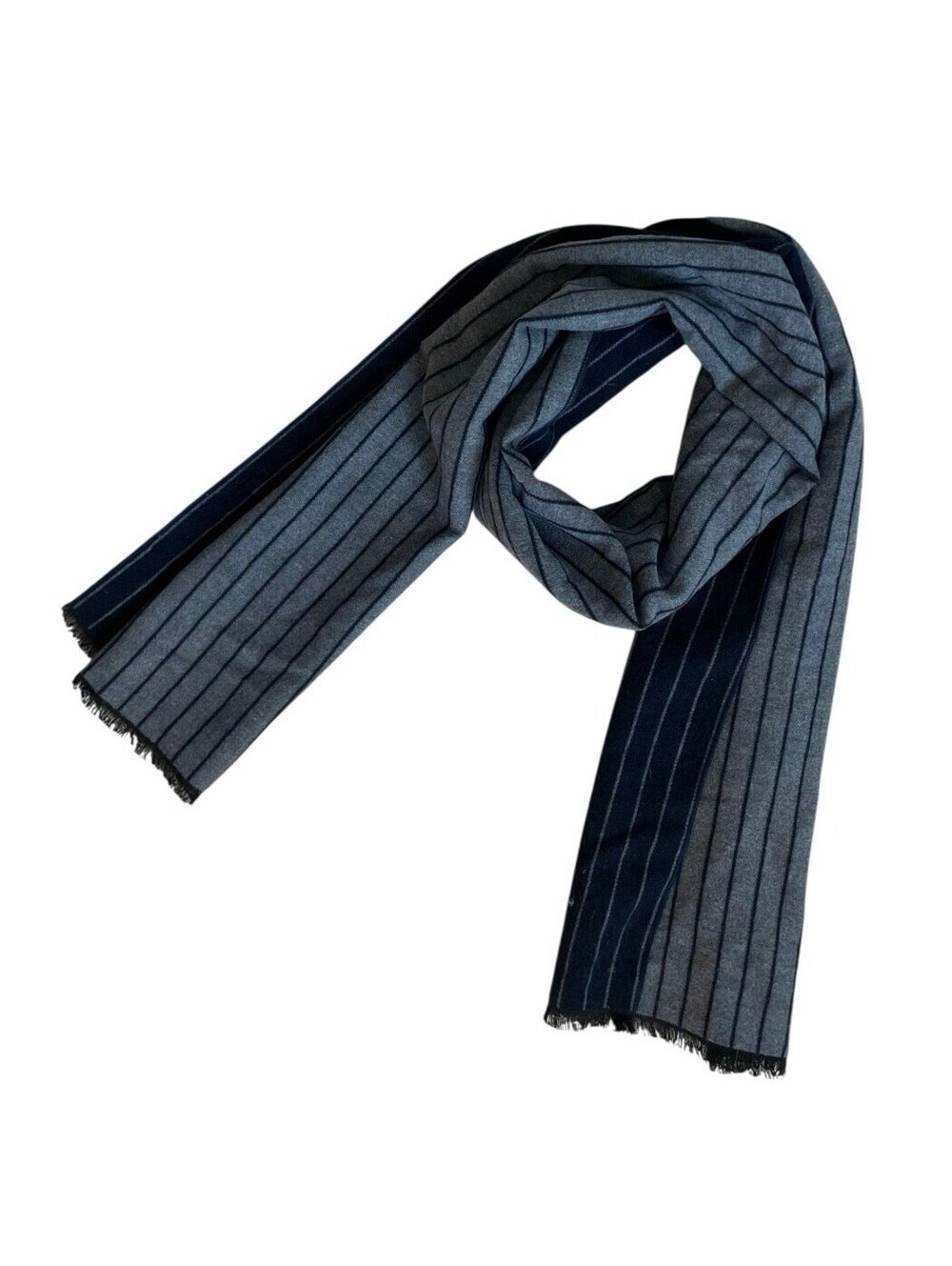 Save the Ocean Apparel Co. Navy Blue Striped Silk Blend Knit Scarf